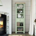 Penzance Sage Green Slim Bookcase from Roseland Furniture