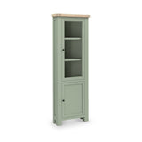 Penzance Sage Green Corner Display Cabinet from Roseland Furniture