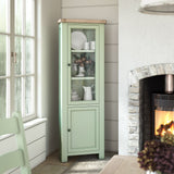 Penzance Sage Green Corner Display Cabinet from Roseland Furniture