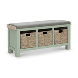 Penzance Stone Grey Storage Bench with Baskets from Roseland Furniture