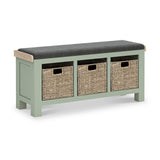 Penzance Stone Grey Storage Bench with Baskets from Roseland Furniture