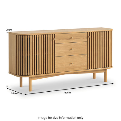 Shorwell Oak Slatted 3 Drawer Sideboard