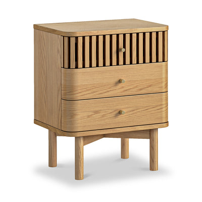 Shorwell Oak Slatted 3 Drawer Bedside Table