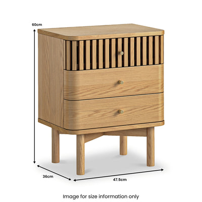 Shorwell Oak Slatted 3 Drawer Bedside Table