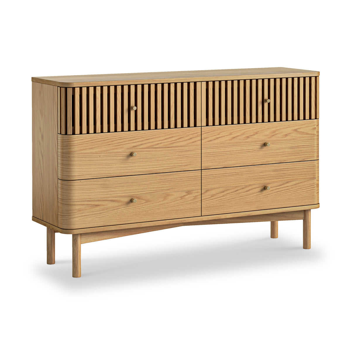 Shorwell Oak Slatted 6 Drawer Chest of Drawers from Roseland Furniture