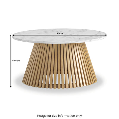 Shorwell Oak & Marble Slatted 80cm Round Coffee Table