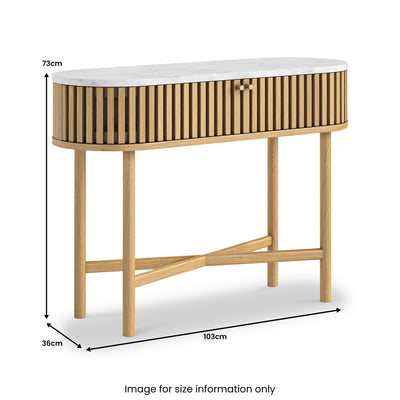 Shorwell Oak & Marble Slatted Oval Console Table