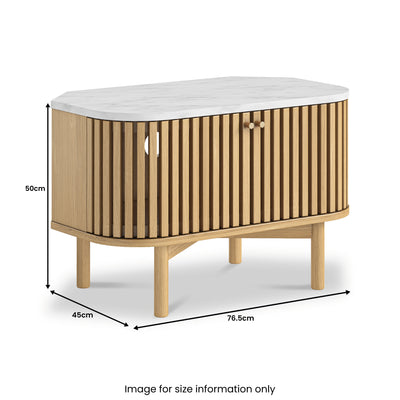 Shorwell Oak & Marble Slatted Corner TV Unit