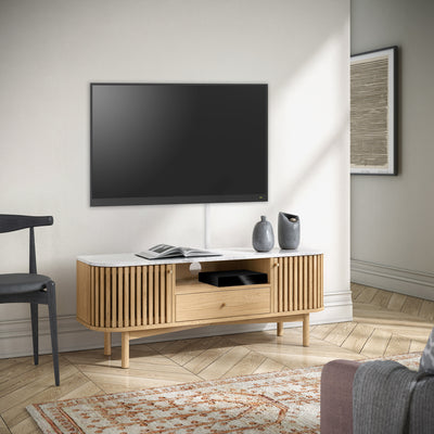 Shorwell Oak & Marble Slatted 130cm TV Unit