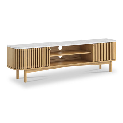 Shorwell Oak & Marble Slatted 180cm TV Unit