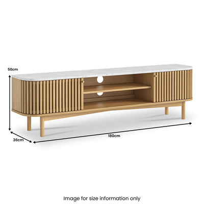 Shorwell Oak & Marble Slatted 180cm TV Unit