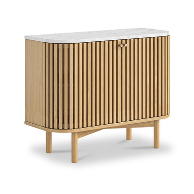 Shorwell Oak & Marble Slatted Small Sideboard