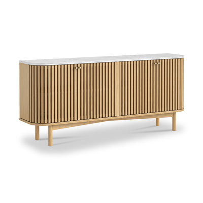 Shorwell Oak & Marble Slatted Large Sideboard