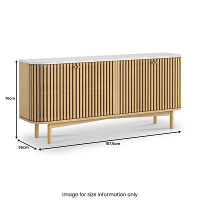 Shorwell Oak & Marble Slatted Large Sideboard