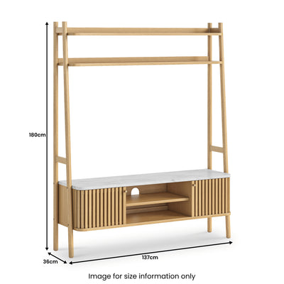 Shorwell Oak & Marble Slatted Small Ladder TV Unit