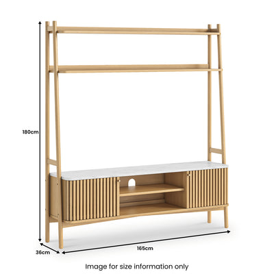 Shorwell Oak & Marble Slatted Large Ladder TV Unit