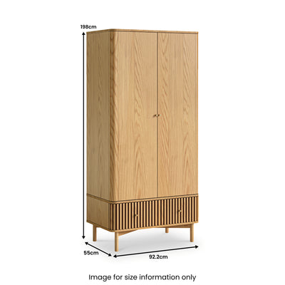 Shorwell Oak Slatted Double Wardrobe With Drawer