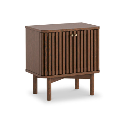 Shorwell Dark Oak Slatted 2 Door Bedside Table