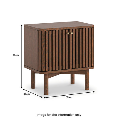 Shorwell Dark Oak Slatted 2 Door Bedside Table