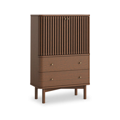 Shorwell Dark Oak Slatted 2 Drawer 2 Door Cabinet