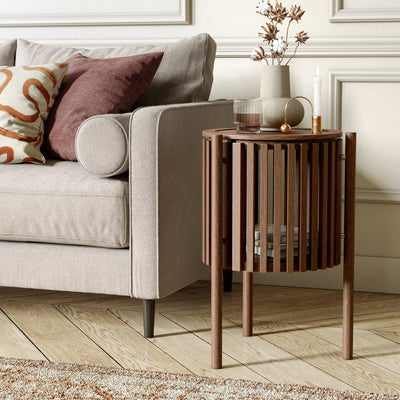 Shorwell Dark Oak Slatted Story 1 Door Side Table