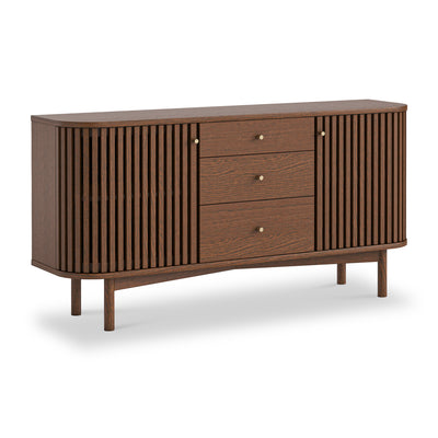 Shorwell Dark Oak Slatted 3 Drawer Sideboard