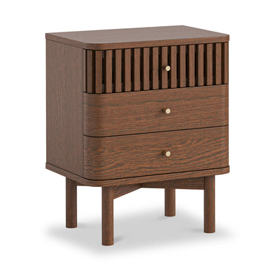 Shorwell Dark Oak Slatted 3 Drawer Bedside Table