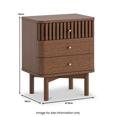 Shorwell Dark Oak Slatted 3 Drawer Bedside Table