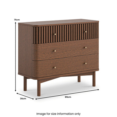 Shorwell Dark Oak Slatted 3 Drawer Chest