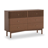 Shorwell Oak Slatted 6 Drawer Chest of Drawers Dark Stain from Roseland Furniture