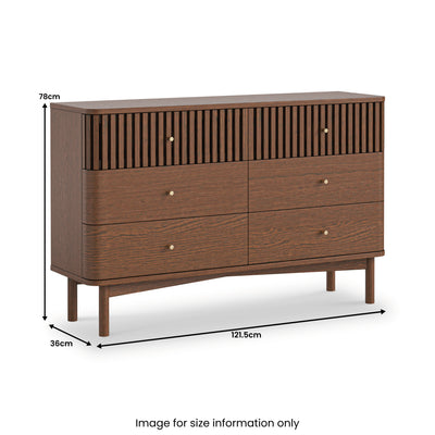 Shorwell Dark Oak Slatted 6 Drawer Chest