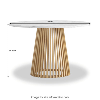 Shorwell Oak & Marble Slatted Round Dining Table