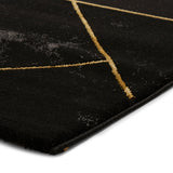 Fenway Black & Gold Geometric Super Soft Rug