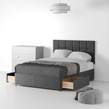 Farrow-Cube-26HB-Divan-Linen-Look-SD-SK-2-Drawers-Linen-Charcoal from Roseland Furniture