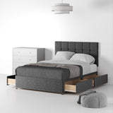 Farrow-Cube-26HB-Divan-Linen-Look-SD-SK-4-Drawers-Linen-Charcoal from Roseland Furniture