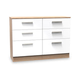 Blakely White & Light Oak 6 Drawer Wide Chest from Roseland Furniture