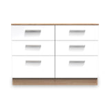 Blakely White & Light Oak 6 Drawer Wide Chest of Drawers