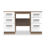 Blakely White and Light Oak 6 Drawer Storage Desk for Office