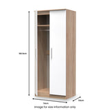 Blakely White & Light Oak 2 Door Wardrobe for Bedroom