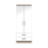 Blakely White & Light Oak 2 Door 2 Drawer Wardrobe