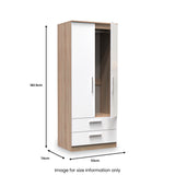 Blakely White & Light Oak 2 Door 2 Drawer Wardrobe