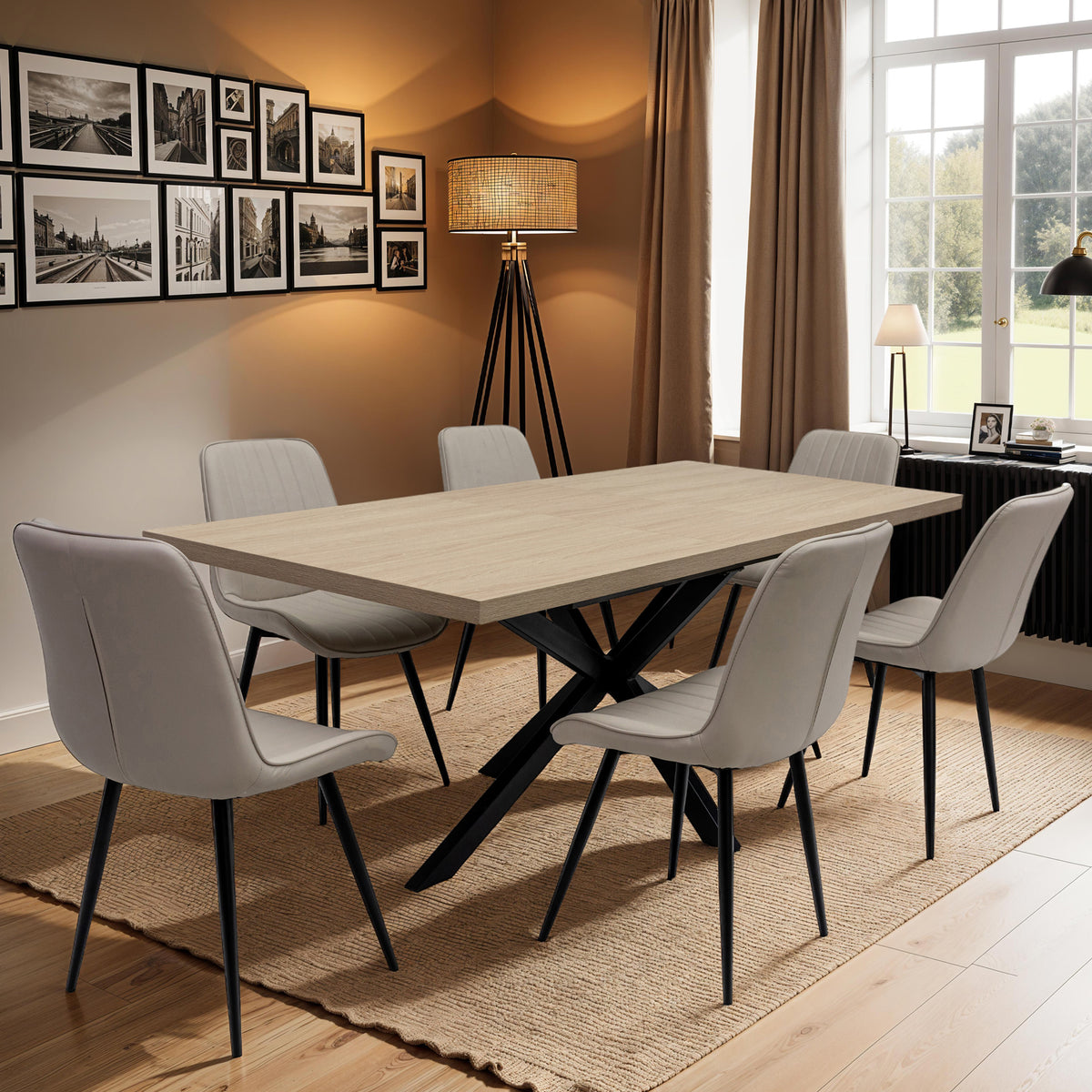 Perez-160-200cm-ext-dining-table-light-oak from Roseland Furniture