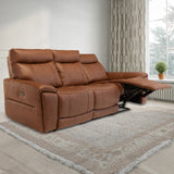 Deana-Leather-3-Seater-Electric-Recliner-Tan from Roseland Furniture