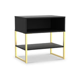 Hudson Black Open Drawer Bedside with Lower Shelf from Roseland Furniture