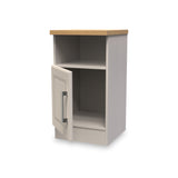 Talland Taupe 1 Door Bedside Cabinet with Oak Top