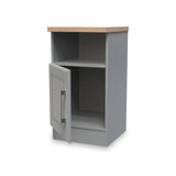 Talland Grey 1 Door Bedside Cabinet with Oak Top