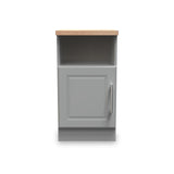 Talland Grey 1 Door Bedside Cabinet with Oak Top