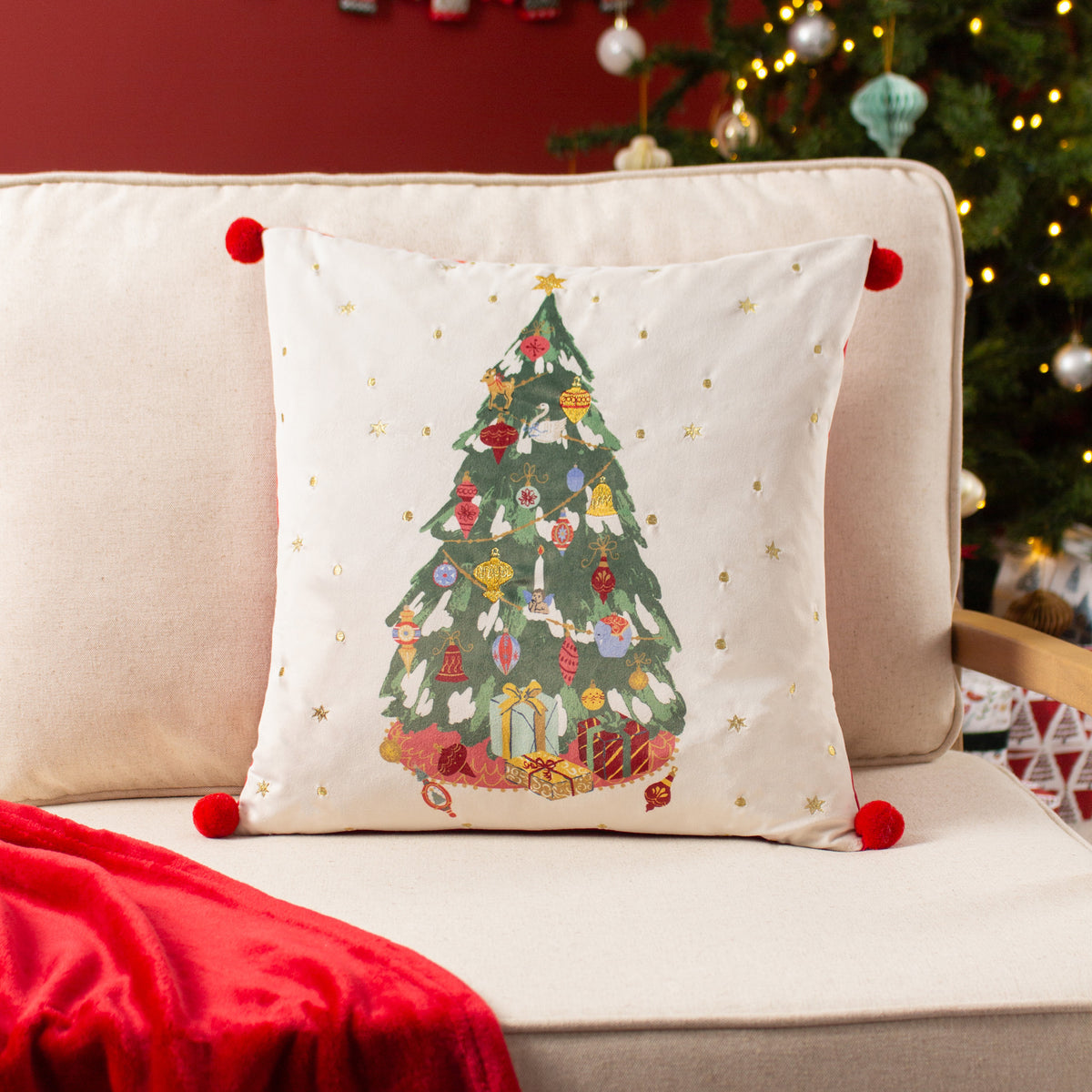 Deck the Halls Tree 43x43 Cushion by Roseland Furniture