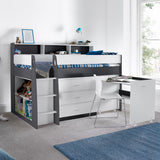 Daltrey Grey and White Single Mid Sleeper Bed