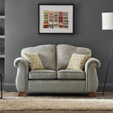 Ashwood-2-seater-sofa-ochre-cushions Grey from Roseland Furniture